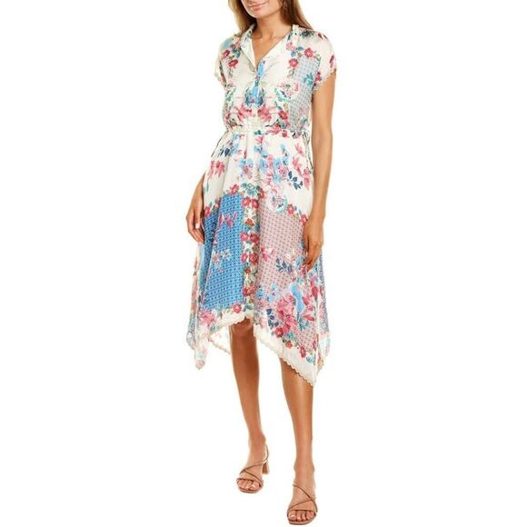 JOHNNY WASs  Lubello Parker Silk Patchwork Shirt Dress Multi Size Small - Picture 14 of 14